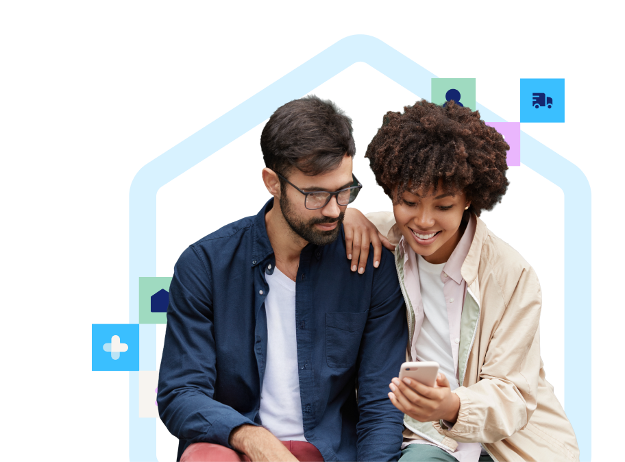 A couple reviewing prescription delivery updates on a smartphone at home